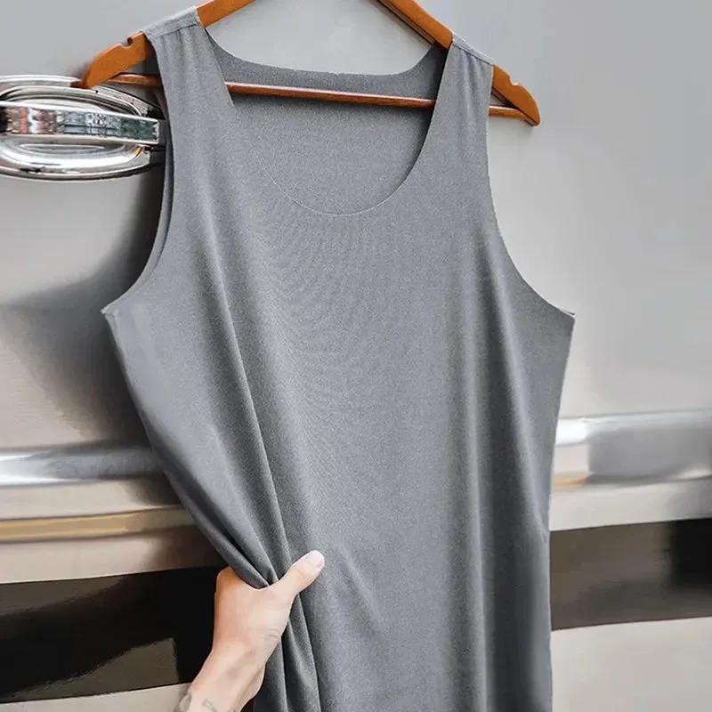 Aidase Men Sleeveless Tank Top Ice Silk Cool Feeling Threaded Vest Gym Muscle Sportswear Shirt O-neck Undershirts Waistcoat
