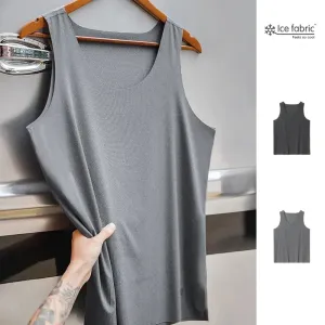Aidase Men Sleeveless Tank Top Ice Silk Cool Feeling Threaded Vest Gym Muscle Sportswear Shirt O-neck Undershirts Waistcoat