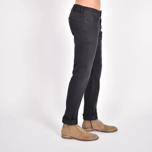 Black Slim Fit Jeans with Inside Ankle Print #EIG-48