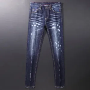 Blue Slim Fit Ripped Jeans