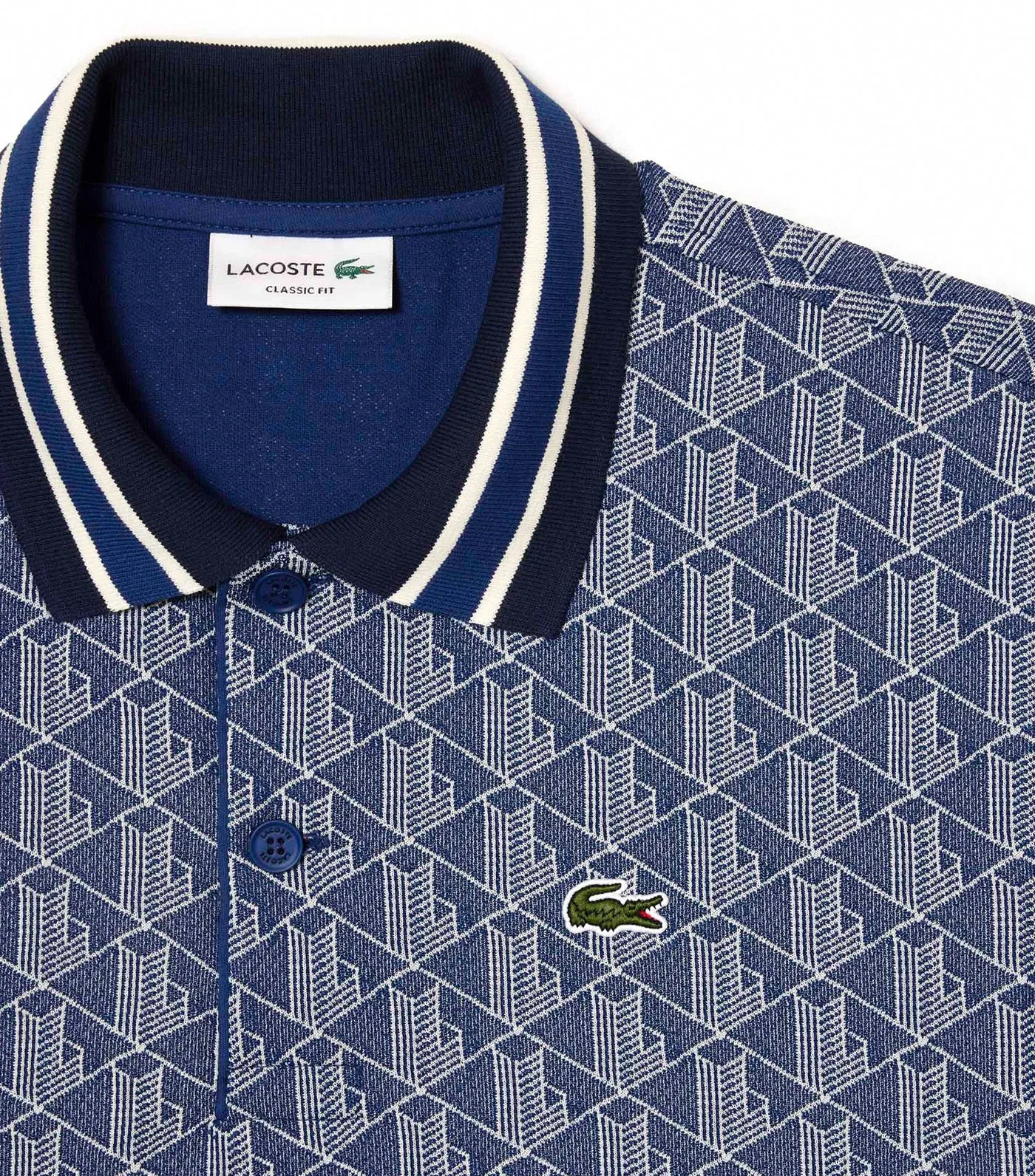 Classic Fit Contrast Collar Monogram Motif Polo Shirt Methylene/Flour