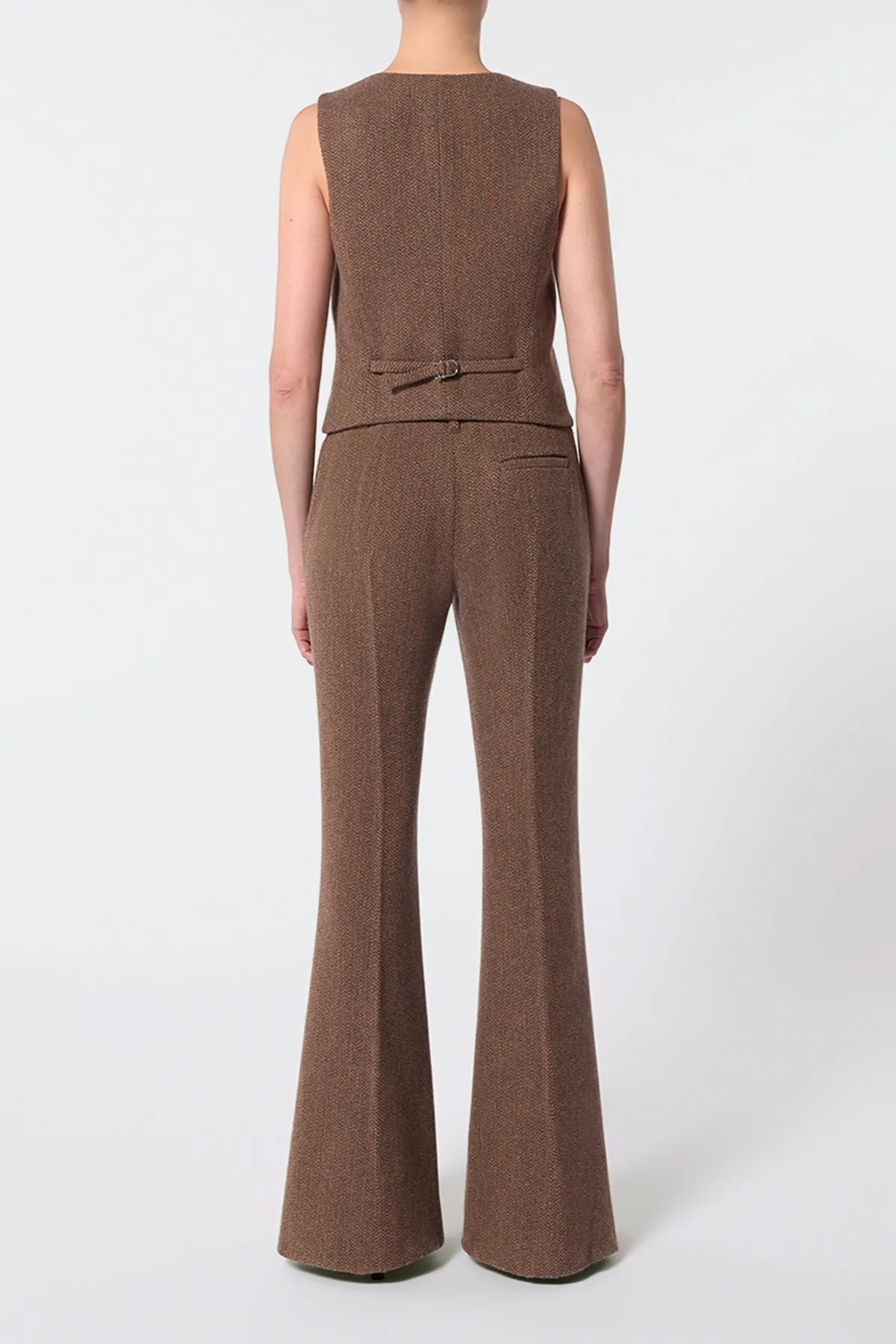 Coleridge Vest in Chocolate Multi Virgin Wool Cashmere Herringbone