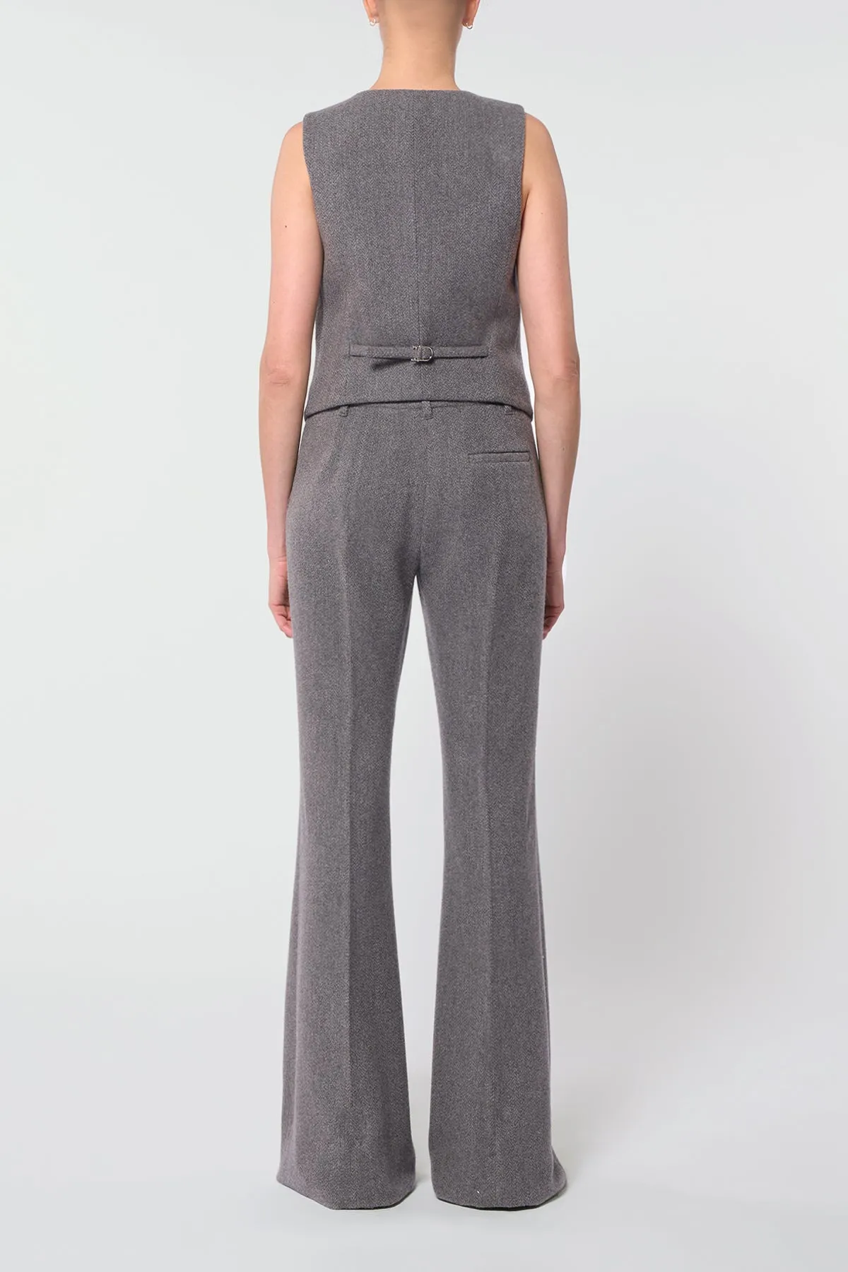 Coleridge Vest in Dark Grey Multi Virgin Wool Cashmere Herringbone