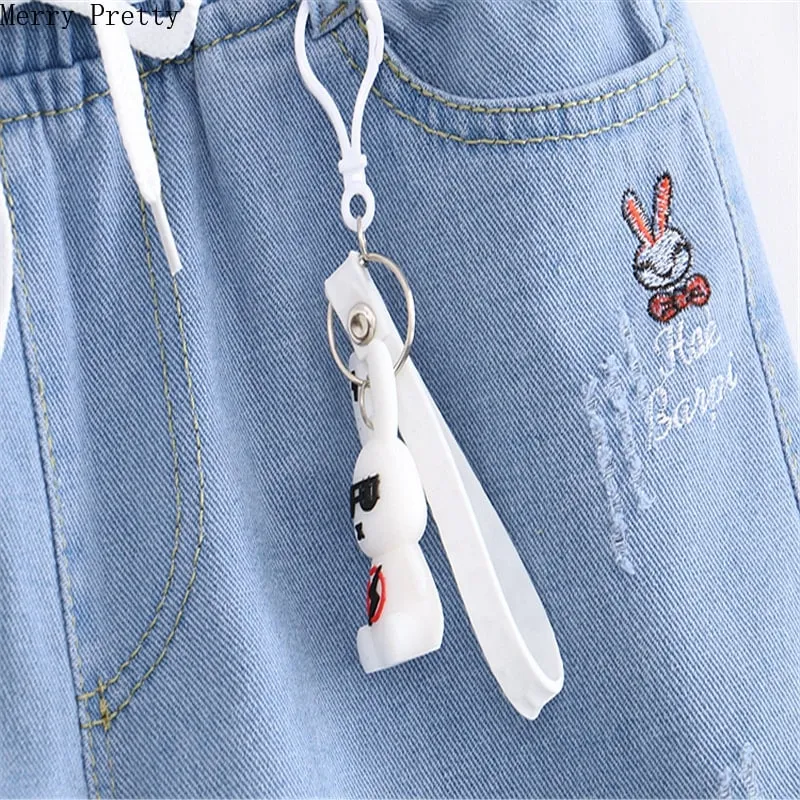 Kawaii Rabbit Denim Tattered Shorts