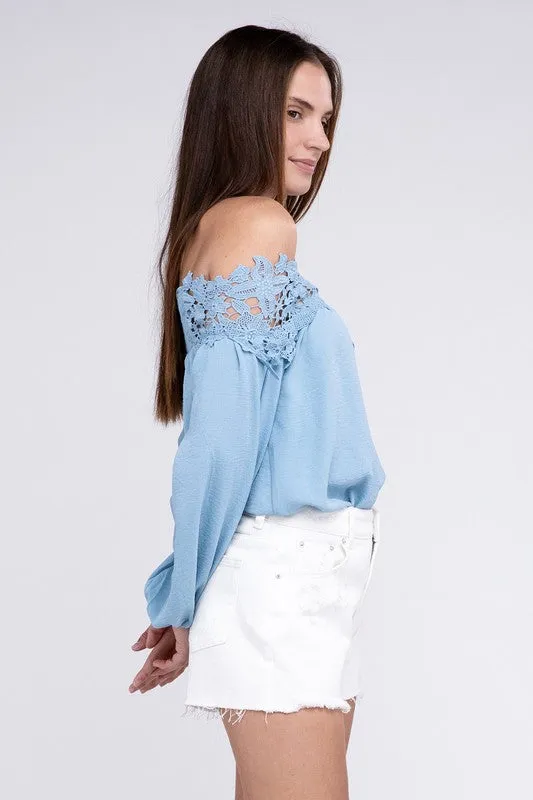 Lace Patchwork off-Shoulder Blouse *Online Only*