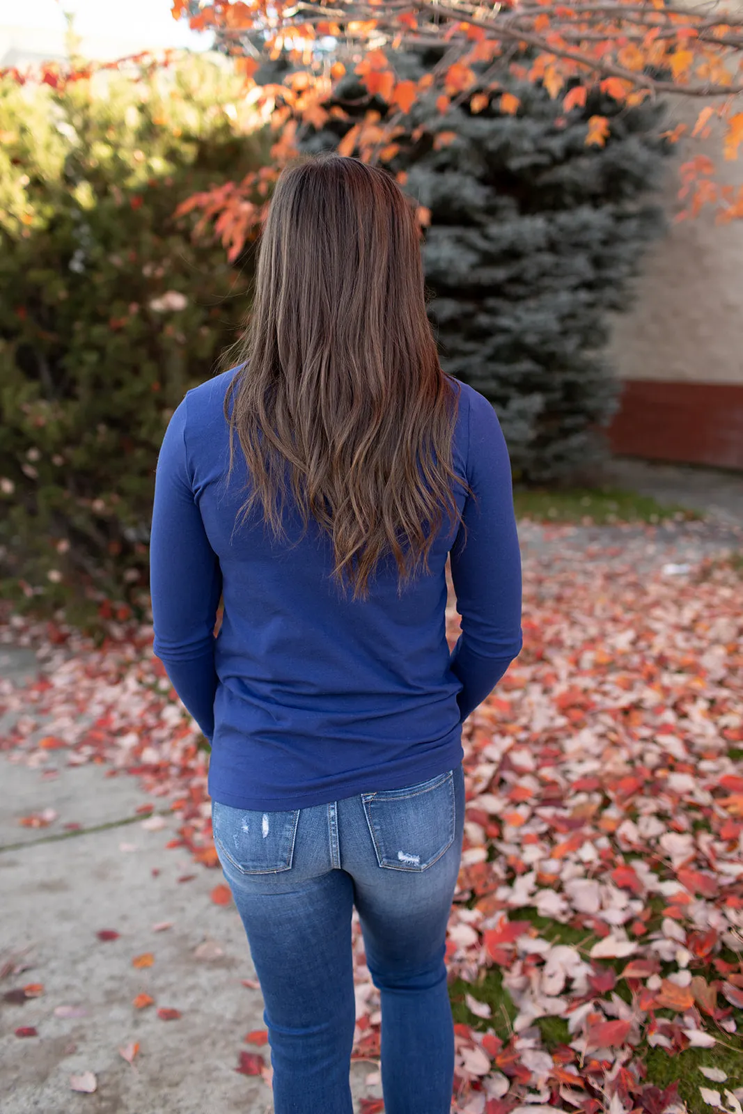 Lt Navy Basic Cotton Long Sleeve Tee (SM-3X)