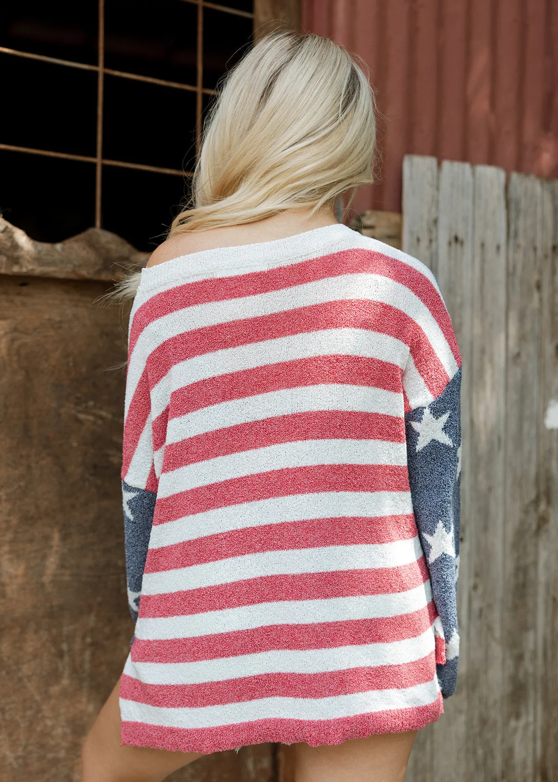 Navy & Red American Flag Knit Sweater
