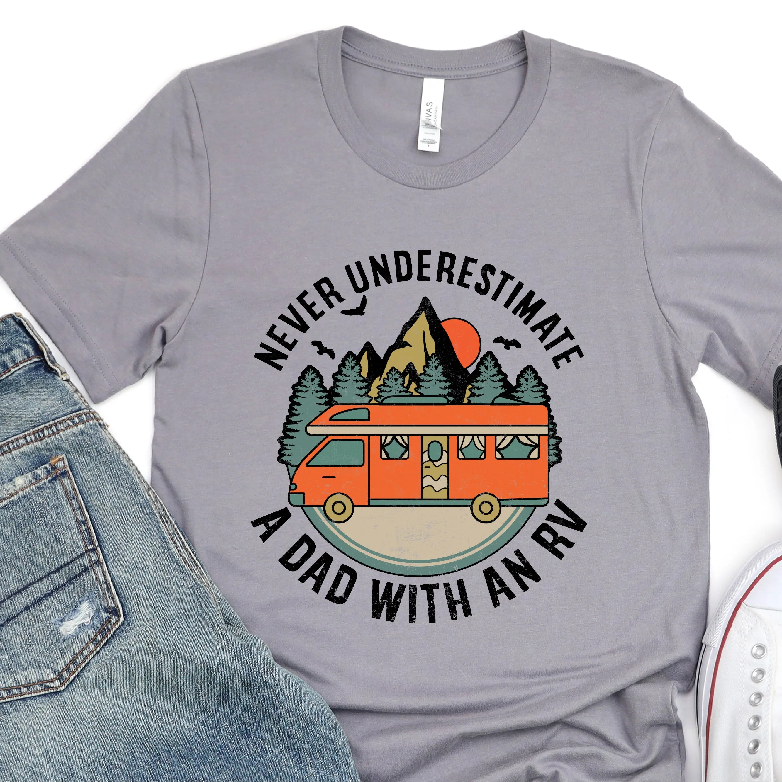 Never Underestimate A Dad With An RV - Father's Day Graphic T-Shirt -  T-shirt T-Shirt For Dad