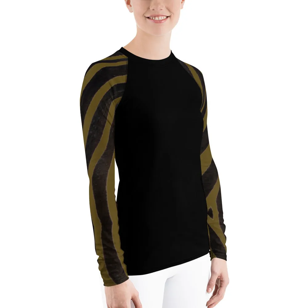 Olive Zebra Long Sleeve Tops