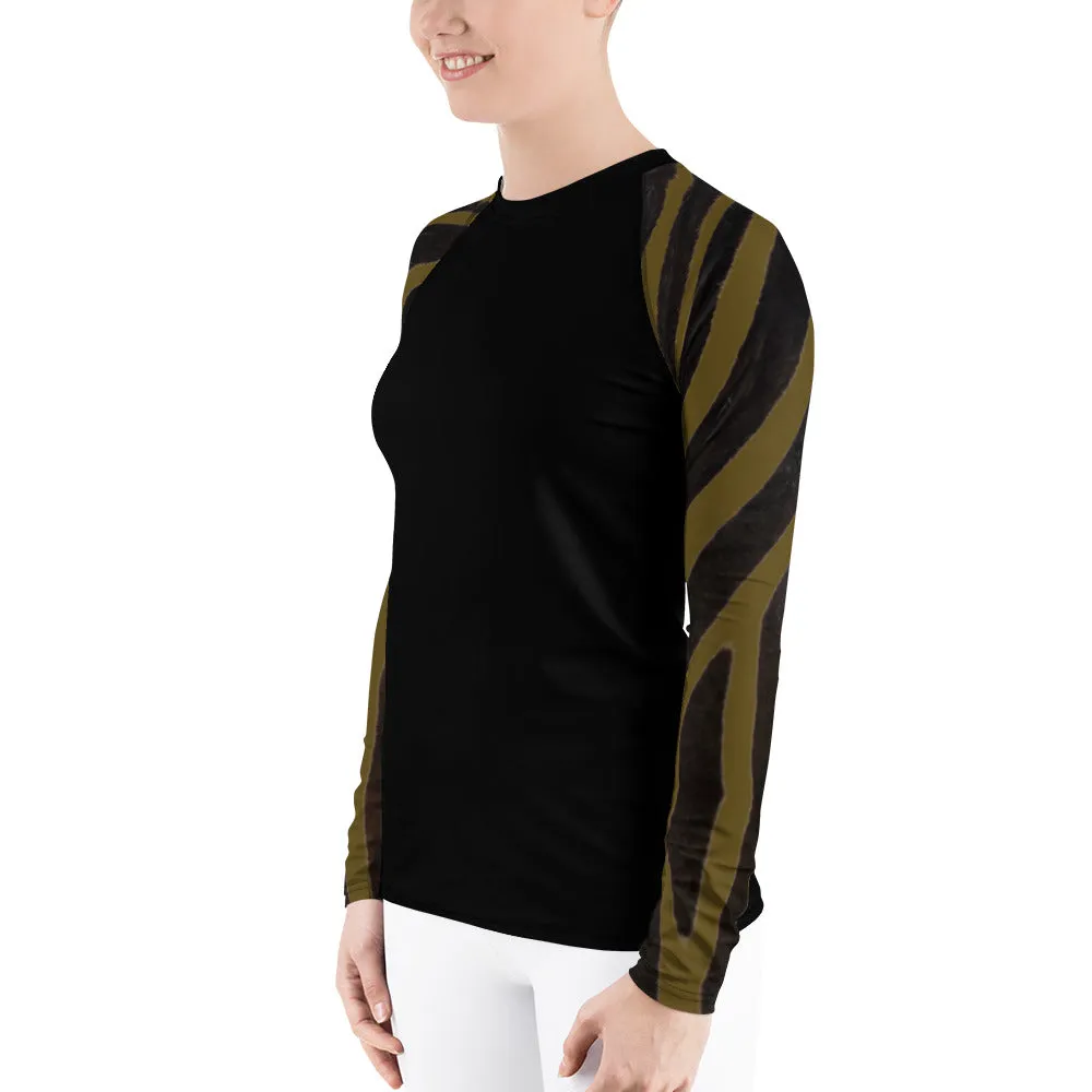 Olive Zebra Long Sleeve Tops
