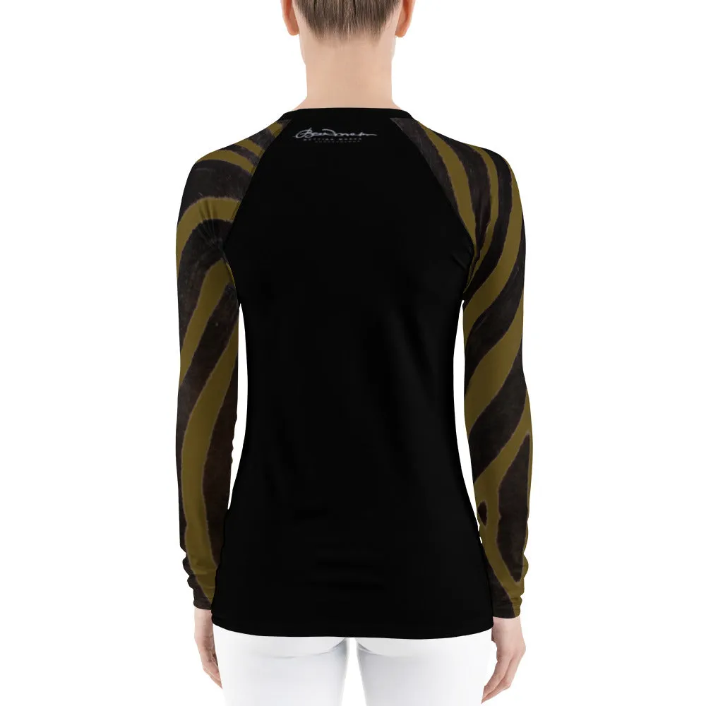 Olive Zebra Long Sleeve Tops