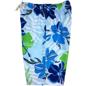 "Gypsy Soul" (Blue) Womens Elastic Waist Swim Board Shorts. REGULAR Rise   11" Inseam