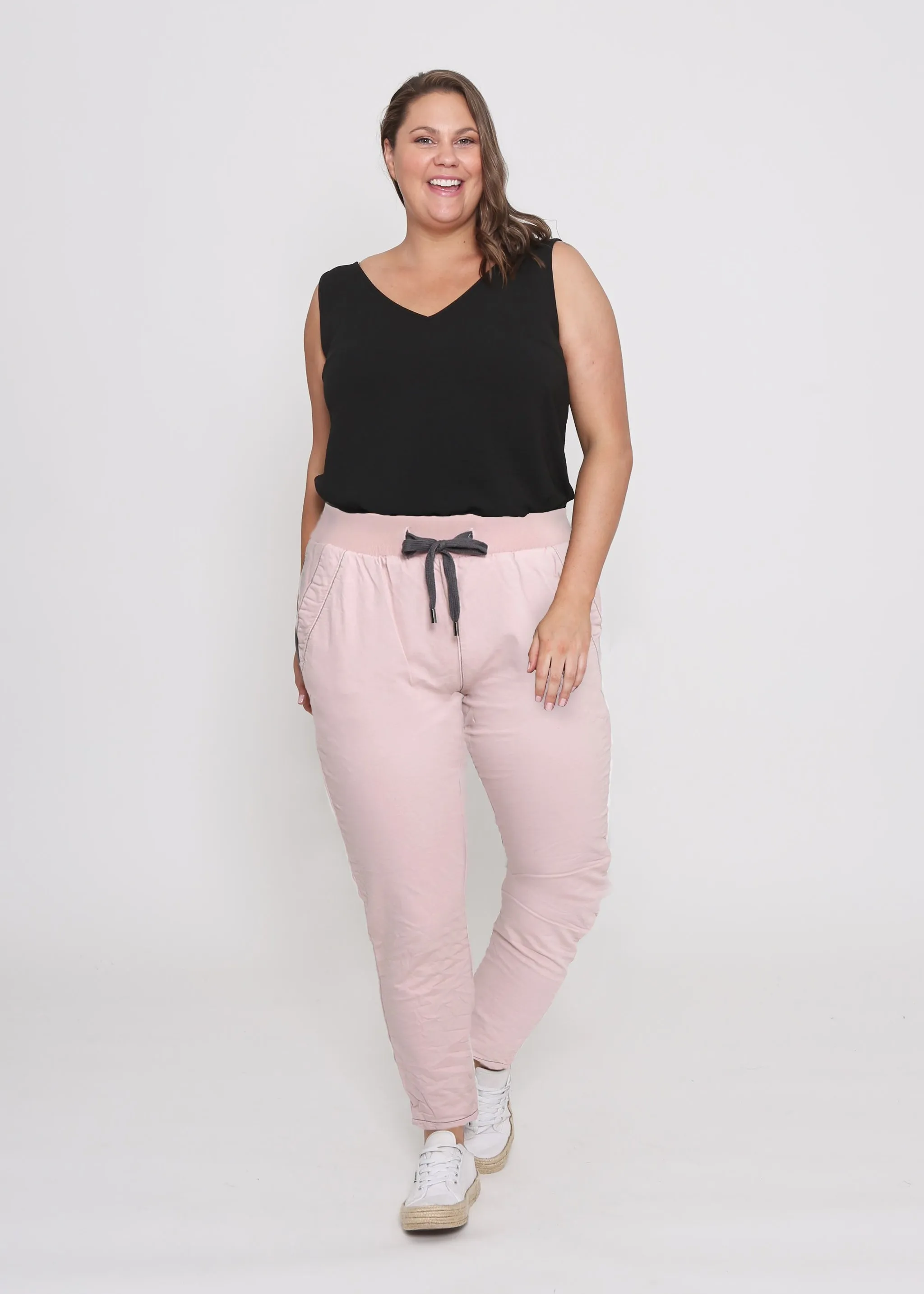 Riley Denim Joggers - Blush