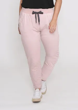 Riley Denim Joggers - Blush