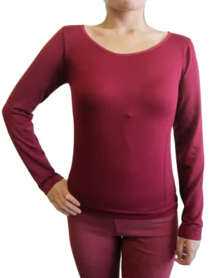 Scoop Neck Long Sleeve Top with Fleece (FAB-13638)