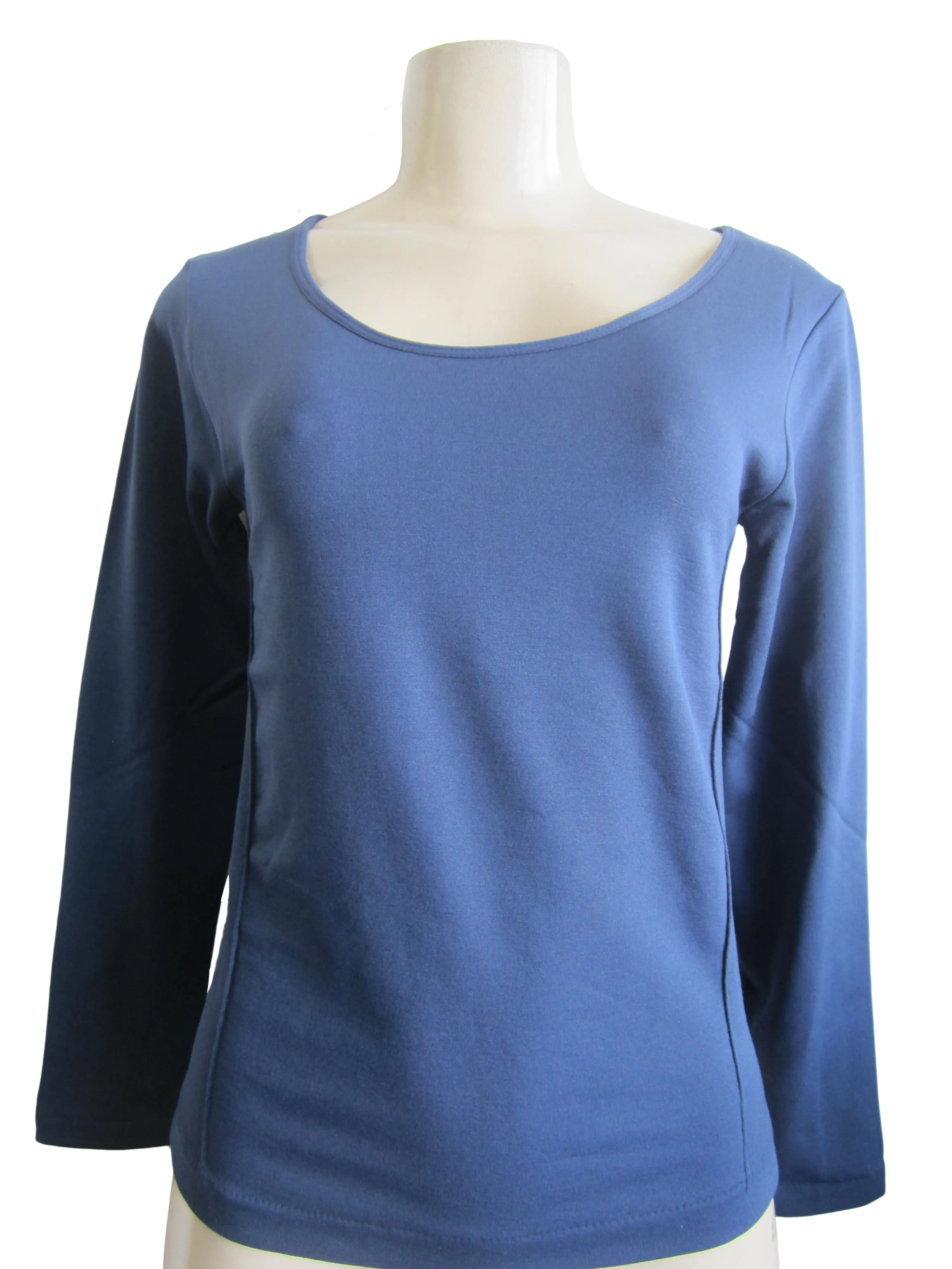 Scoop Neck Long Sleeve Top with Fleece (FAB-13638)