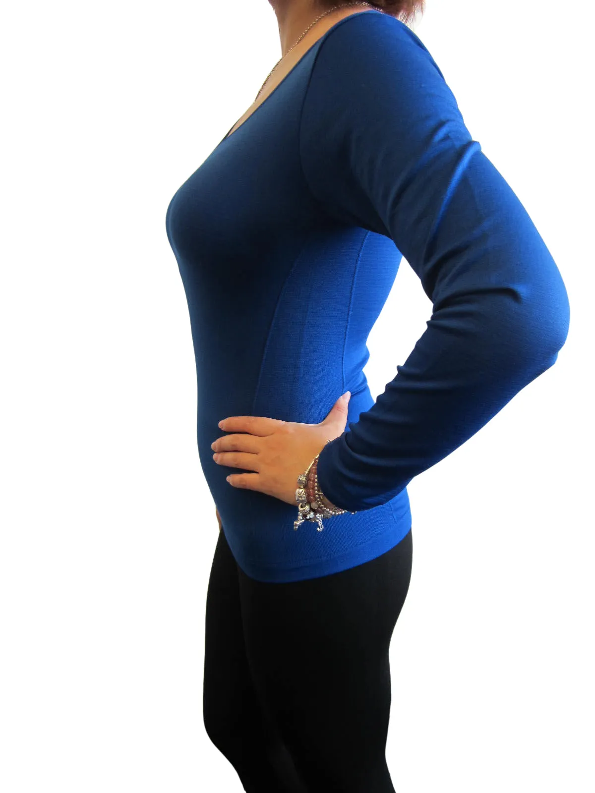 Scoop Neck Long Sleeve Top with Fleece (FAB-13638)