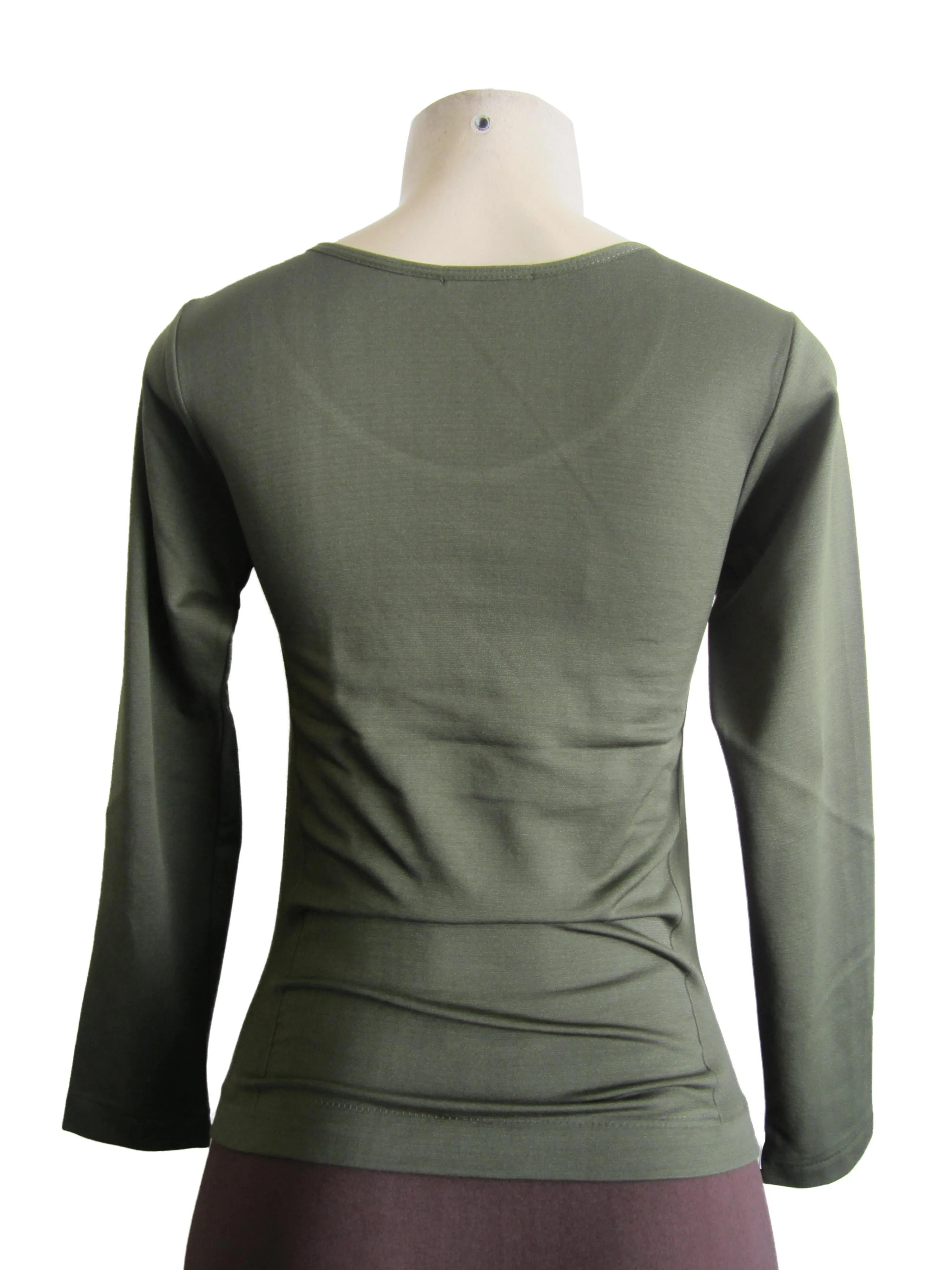 Scoop Neck Long Sleeve Top with Fleece (FAB-13638)