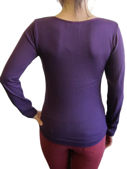 Scoop Neck Long Sleeve Top with Fleece (FAB-13638)