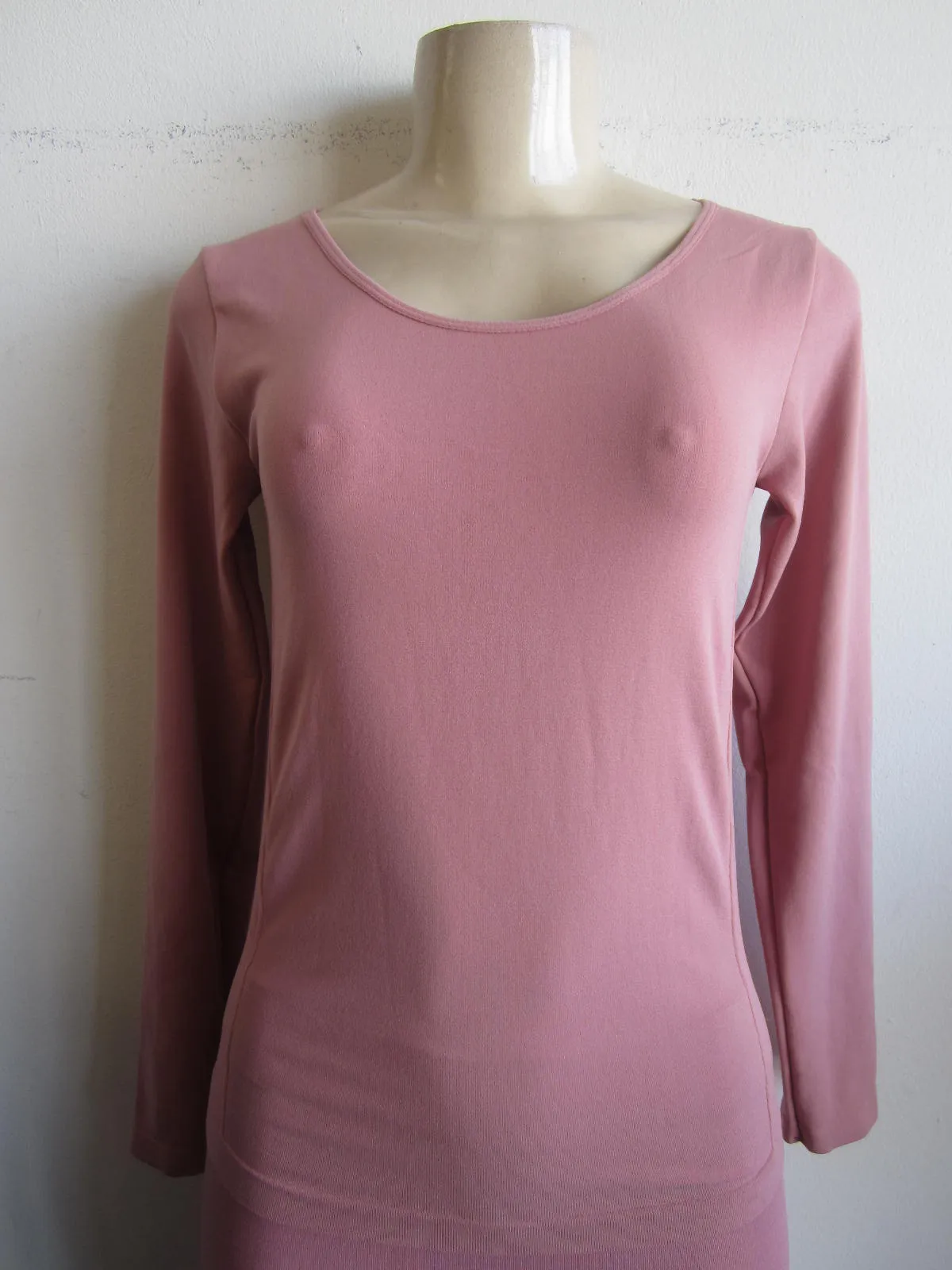 Scoop Neck Long Sleeve Top with Fleece (FAB-13638)