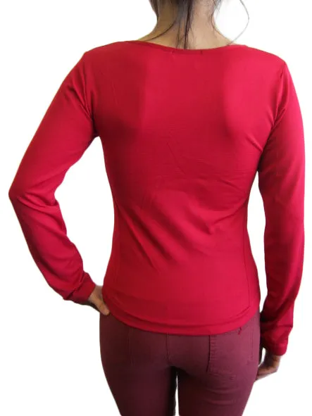Scoop Neck Long Sleeve Top with Fleece (FAB-13638)