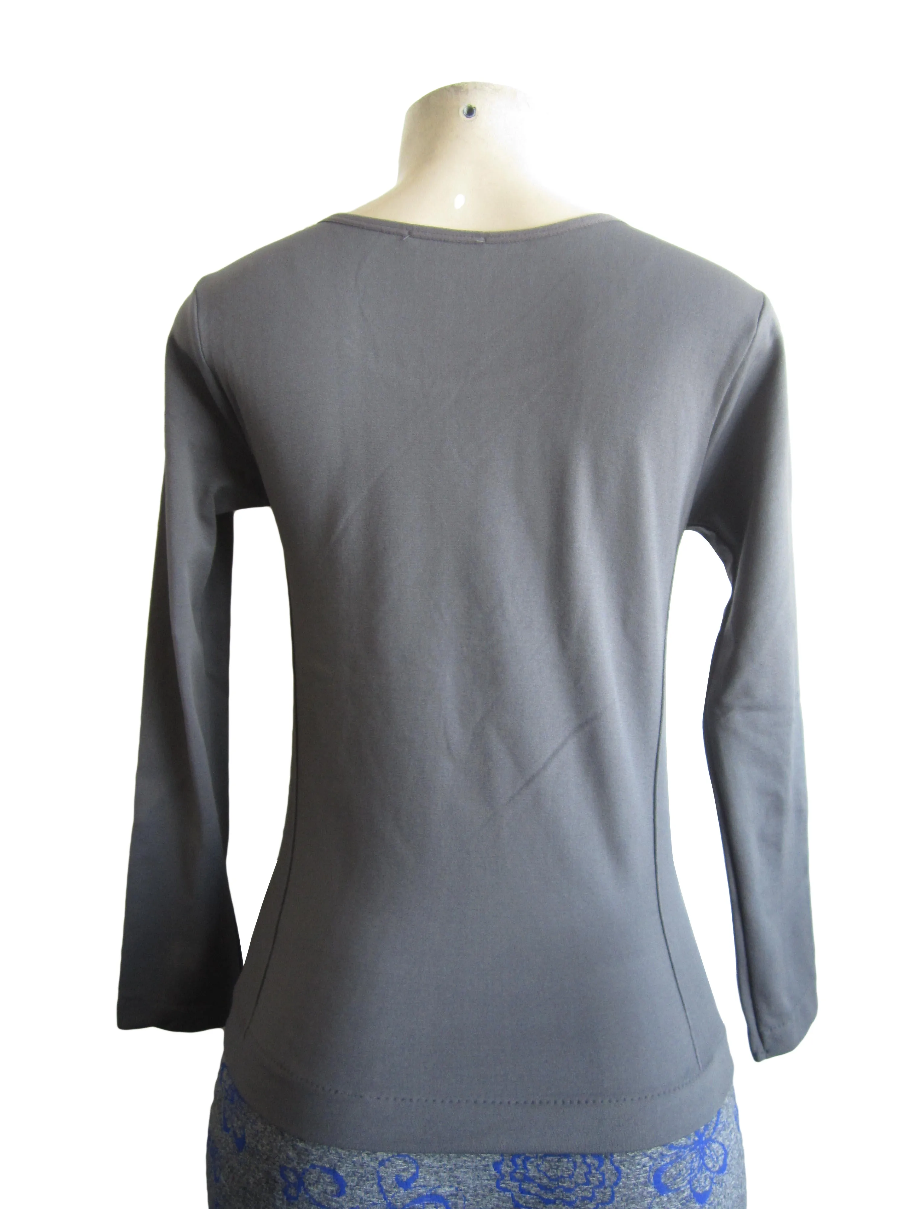 Scoop Neck Long Sleeve Top with Fleece (FAB-13638)