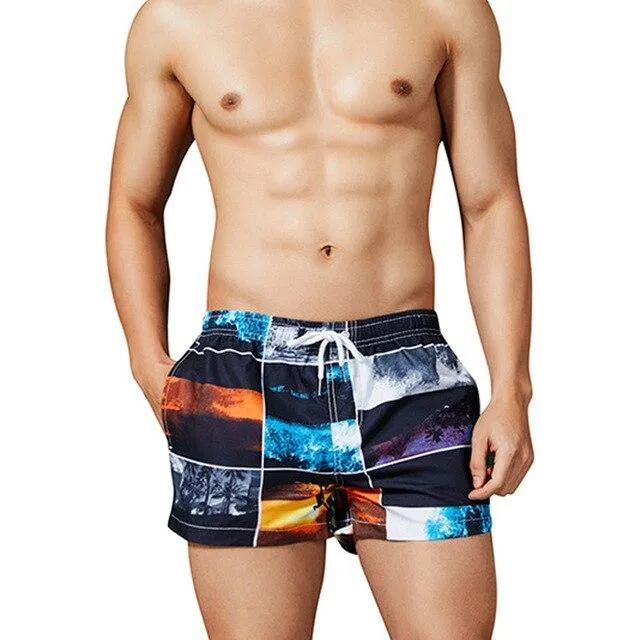 SEOBEAN 6 color Men Swimwear Swimsuits Beach Board Shorts Boxer Trunks Leisure Short Bottom Quick Dry Gay Men Brief Short Sunga