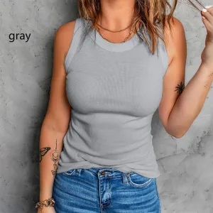 Sleeveless Basic Cami Tank Tops - Grey