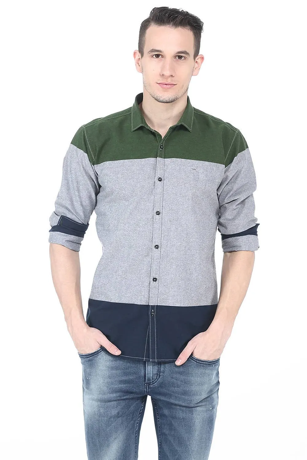 Slim Fit Engineered Stripes Shirt