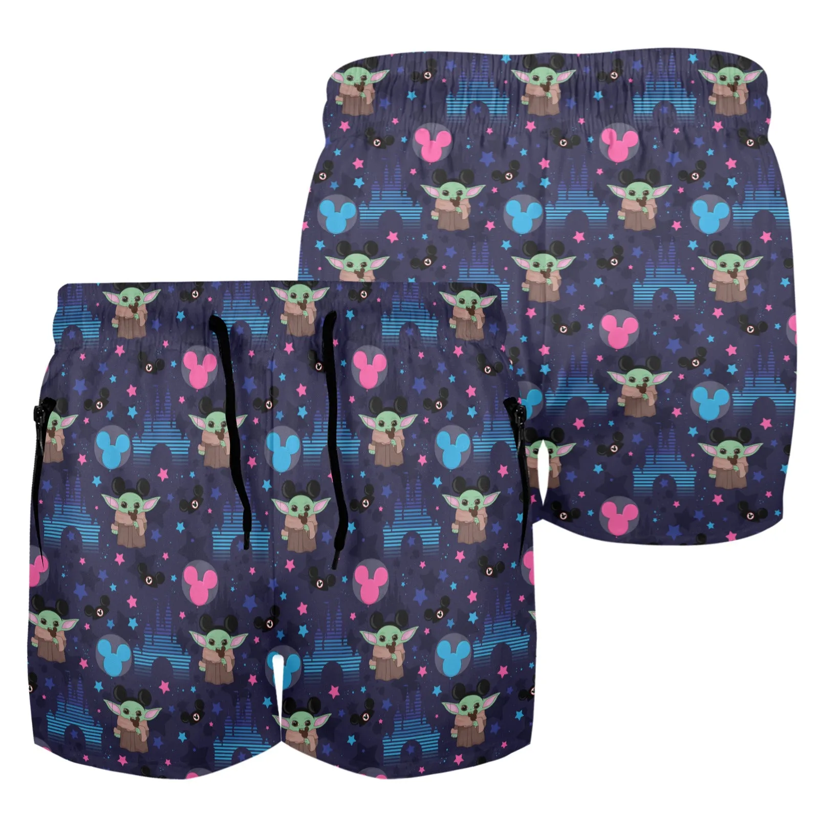 Star Wars Baby Yoda Castles Men's Quick Dry Athletic Shorts