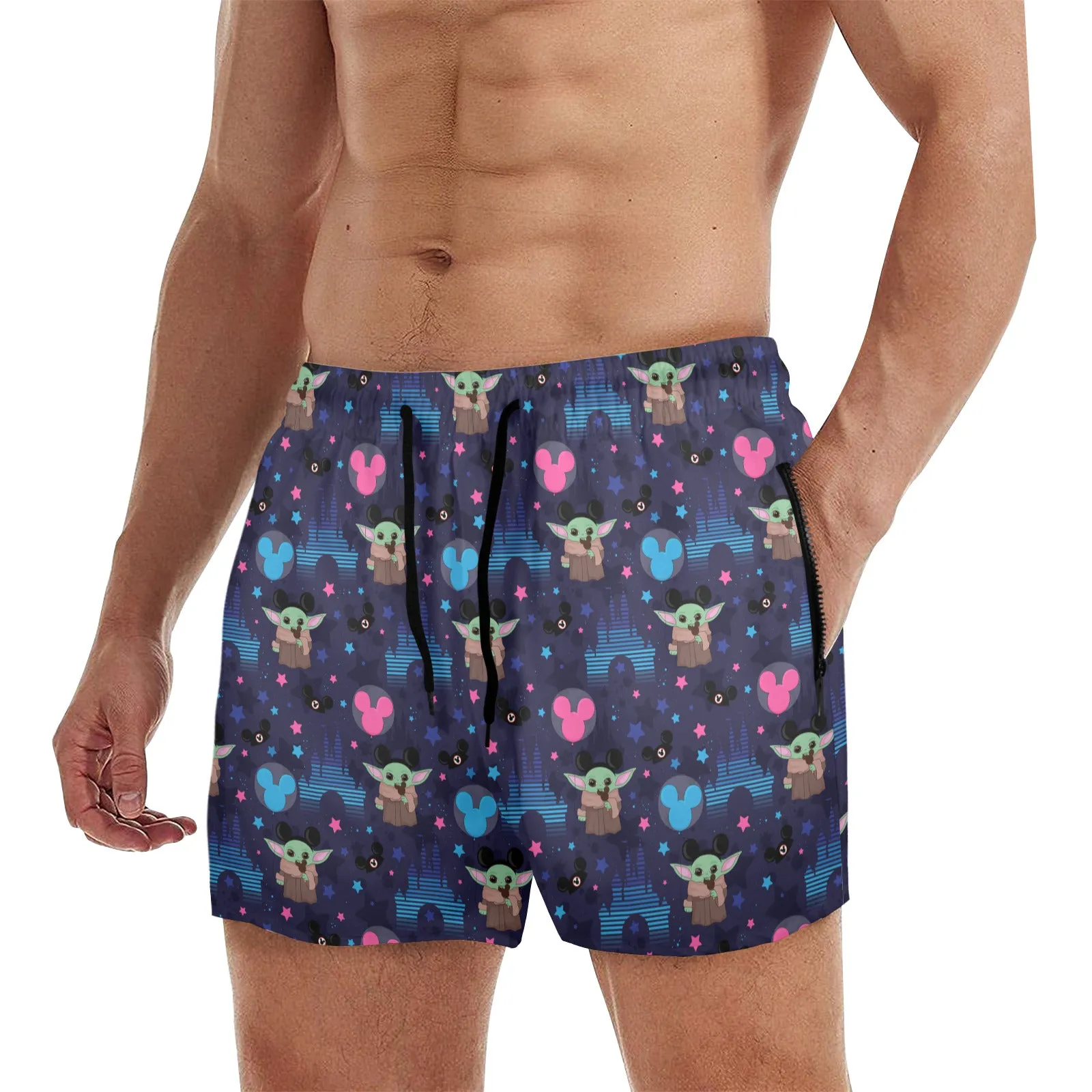 Star Wars Baby Yoda Castles Men's Quick Dry Athletic Shorts