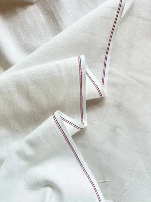 Summer White Cotton Linen with Selvedge Interest