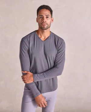 The Reid - Eco-Friendly LS V-Neck Tee - Grey