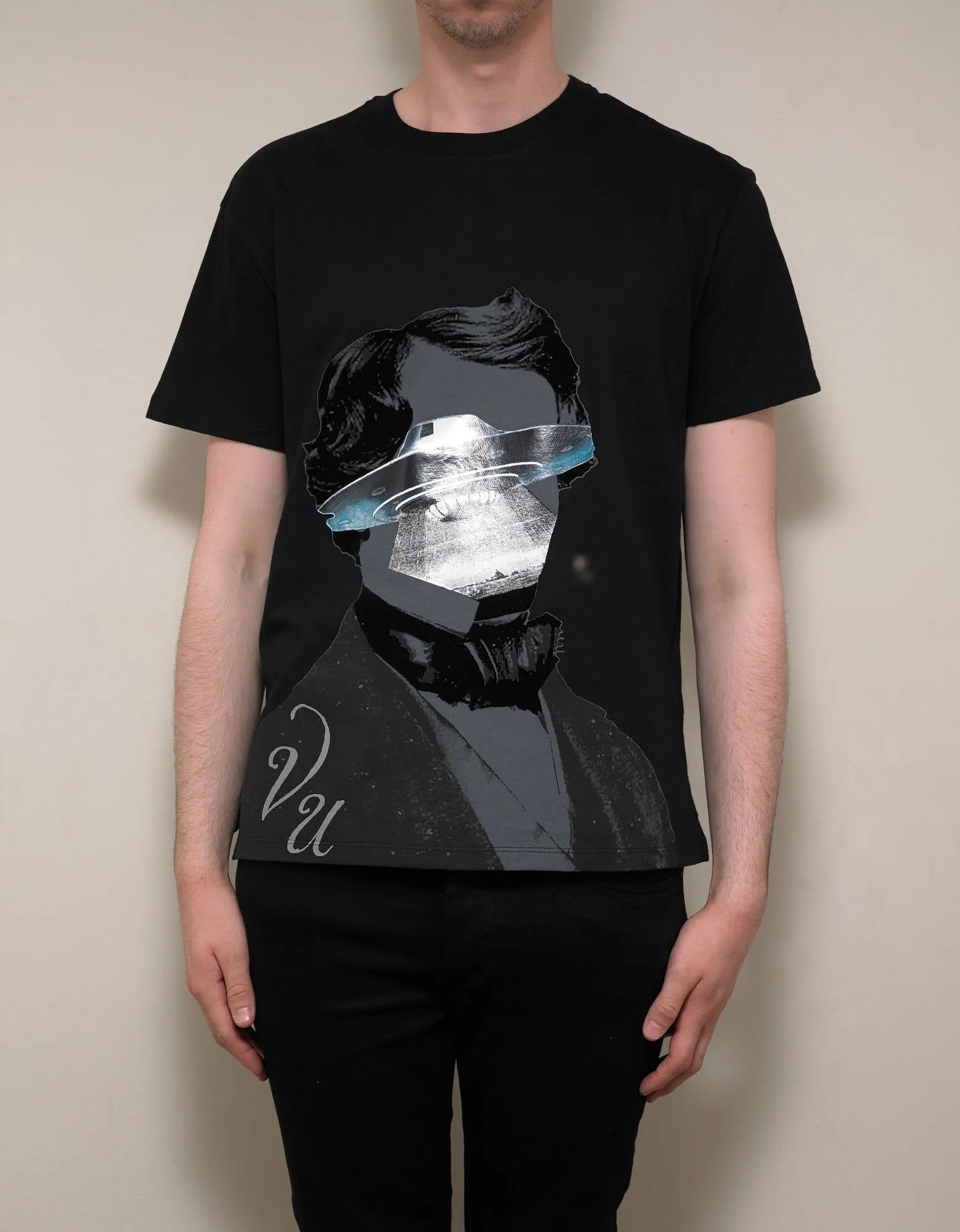 Undercover Black V Face UFO Print T-Shirt