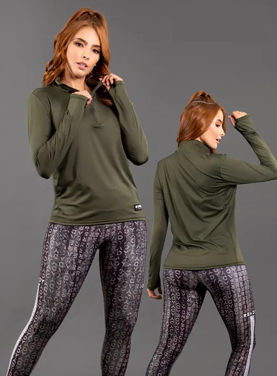 UUY FIT Fitness Long Sleeve Top with front zipper and Phone Pocket (Ref-CB036)
