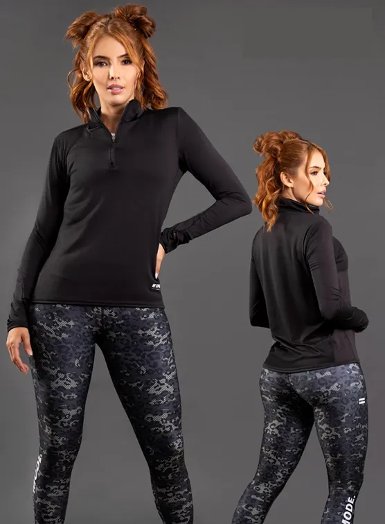UUY FIT Fitness Long Sleeve Top with front zipper and Phone Pocket (Ref-CB036)
