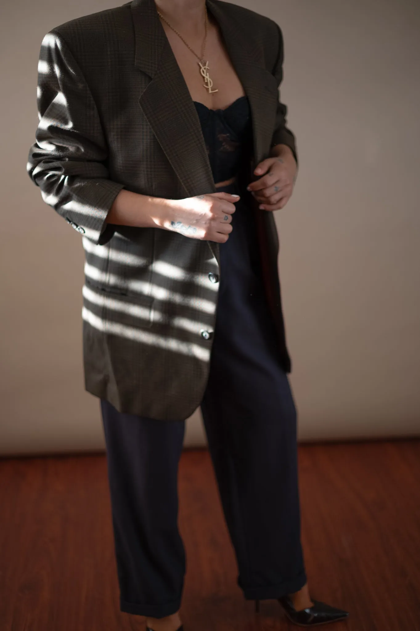Vintage Boyfriend Plaid Blazer